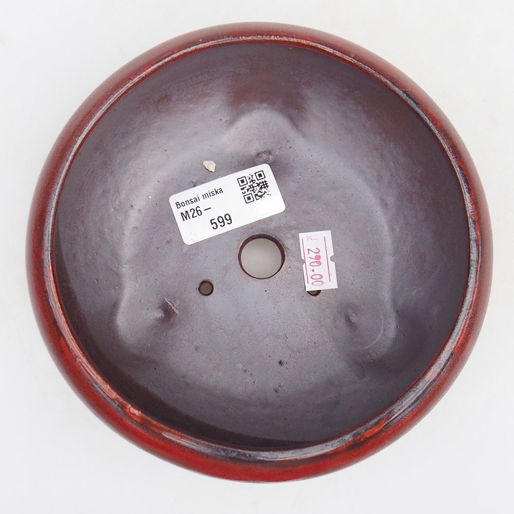 Keramická bonsajová miska 14 x 14 x 6,5 cm, farba červená