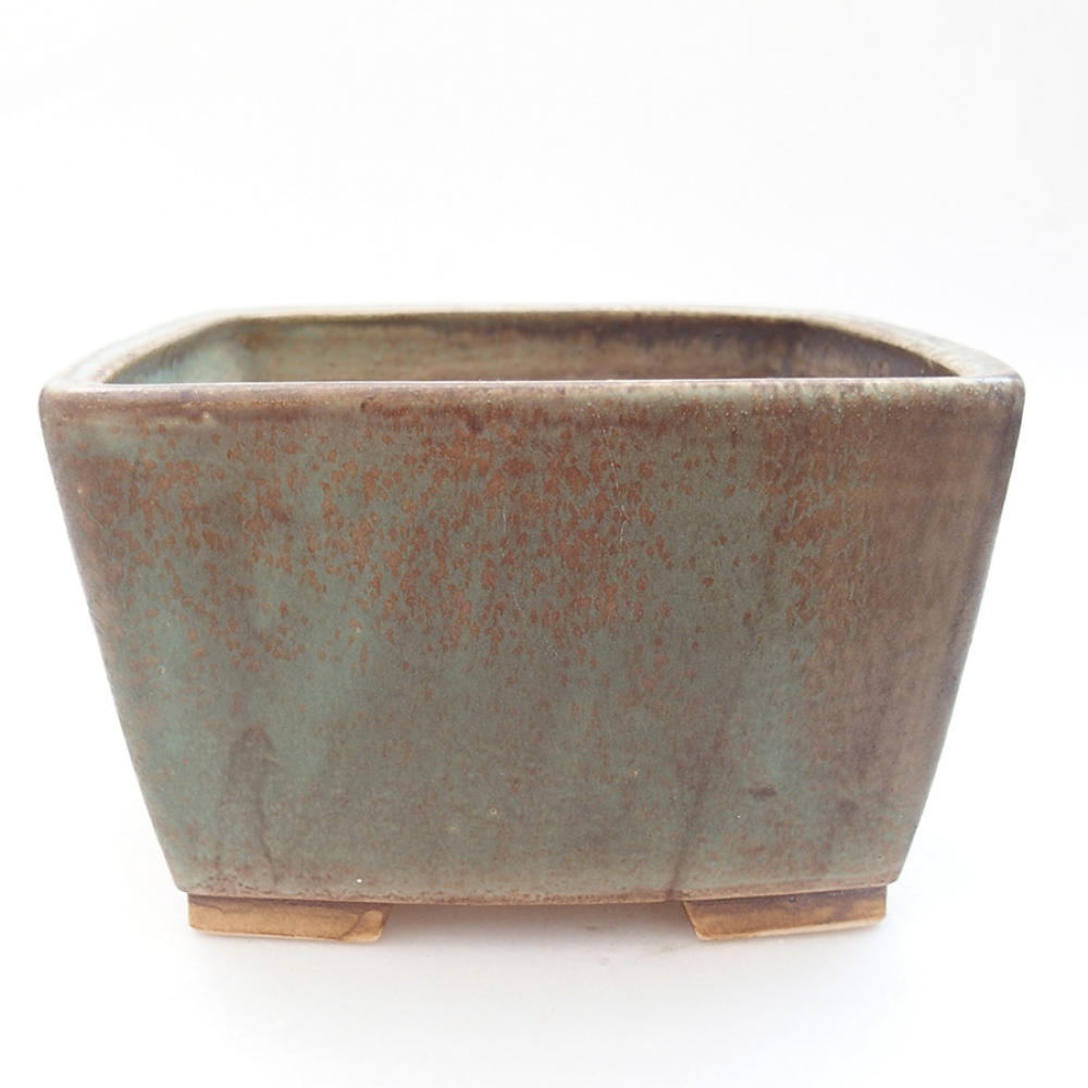 Keramická bonsai miska 16 x 16 x 10 cm, farba zelená