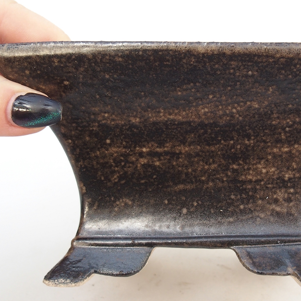 Keramická miska na bonsaje 13 x 13 x 8 cm, hnedá