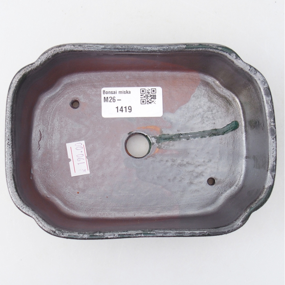 Keramická miska na bonsaje 16 x 11,5 x 4 cm, zelená metalíza