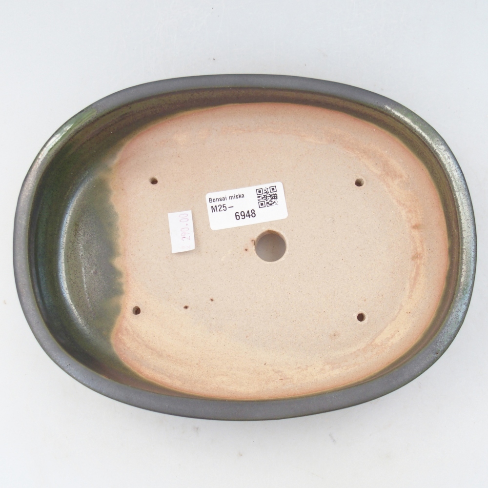 Keramická bonsajová miska 22 x 16,5 x 4,5 cm, zelená