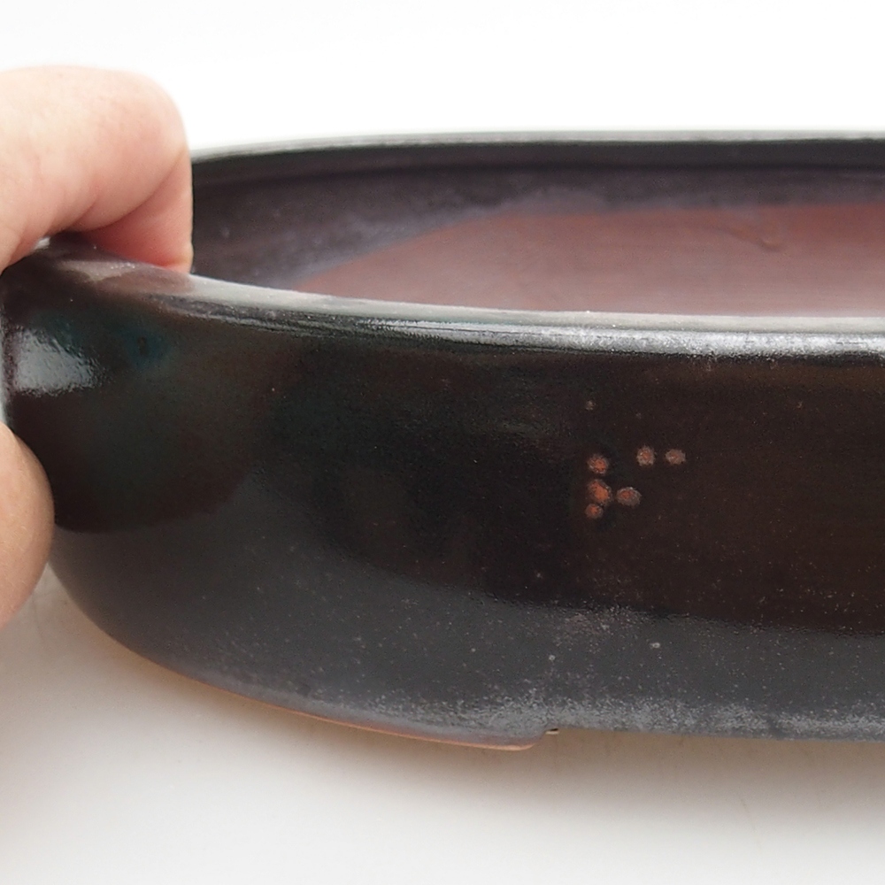 Keramická bonsajová miska 26 x 20 x 5 cm, zelená