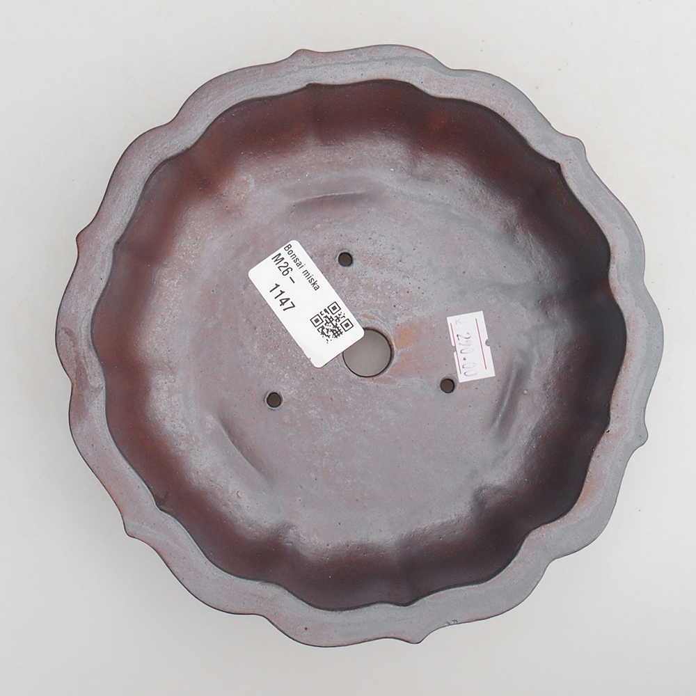 Keramická bonsajová miska 18 x 18 x 4,5 cm, farba kovu