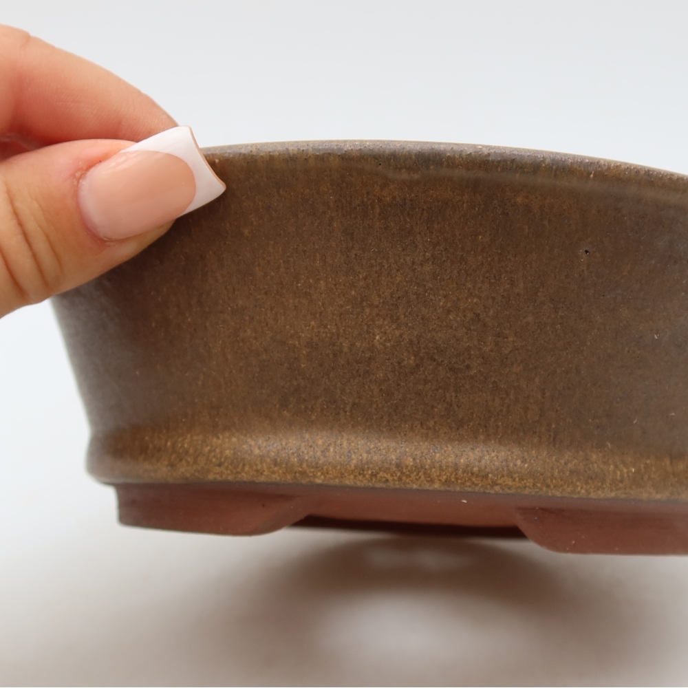 Keramická miska na bonsaje 15,5 x 15,5 x 5,5 cm, farba hnedá