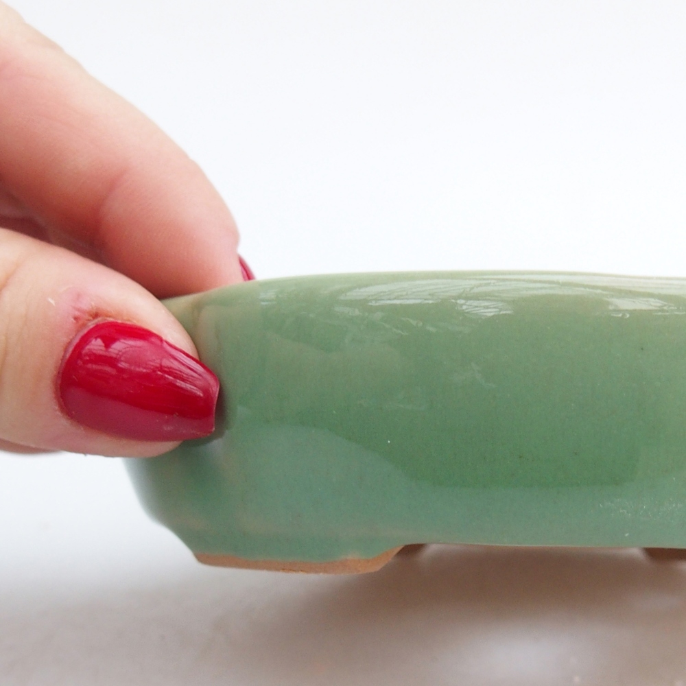 Keramická miska na bonsaje 11 x 11 x 3 cm, zelená