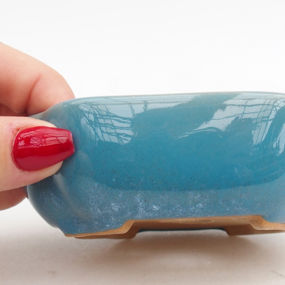 Keramická miska na bonsaje 10,5 x 9 x 3,5 cm, farba modrá