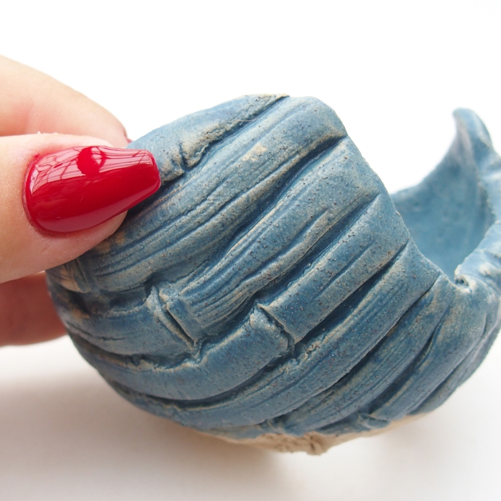 Keramická mušľa 8,5 x 8,5 x 6,5 cm , farba modrá