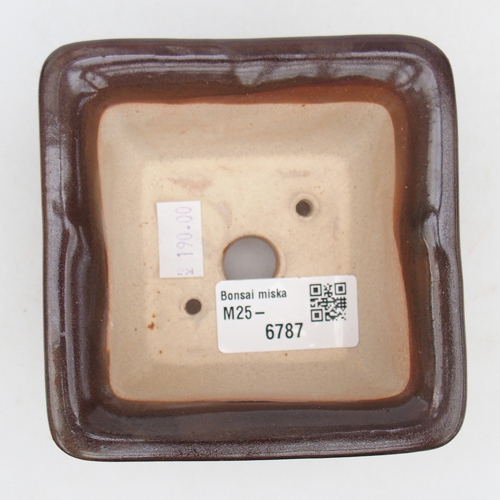 Keramická miska na bonsaje 10 x 10 x 6 cm, bordová