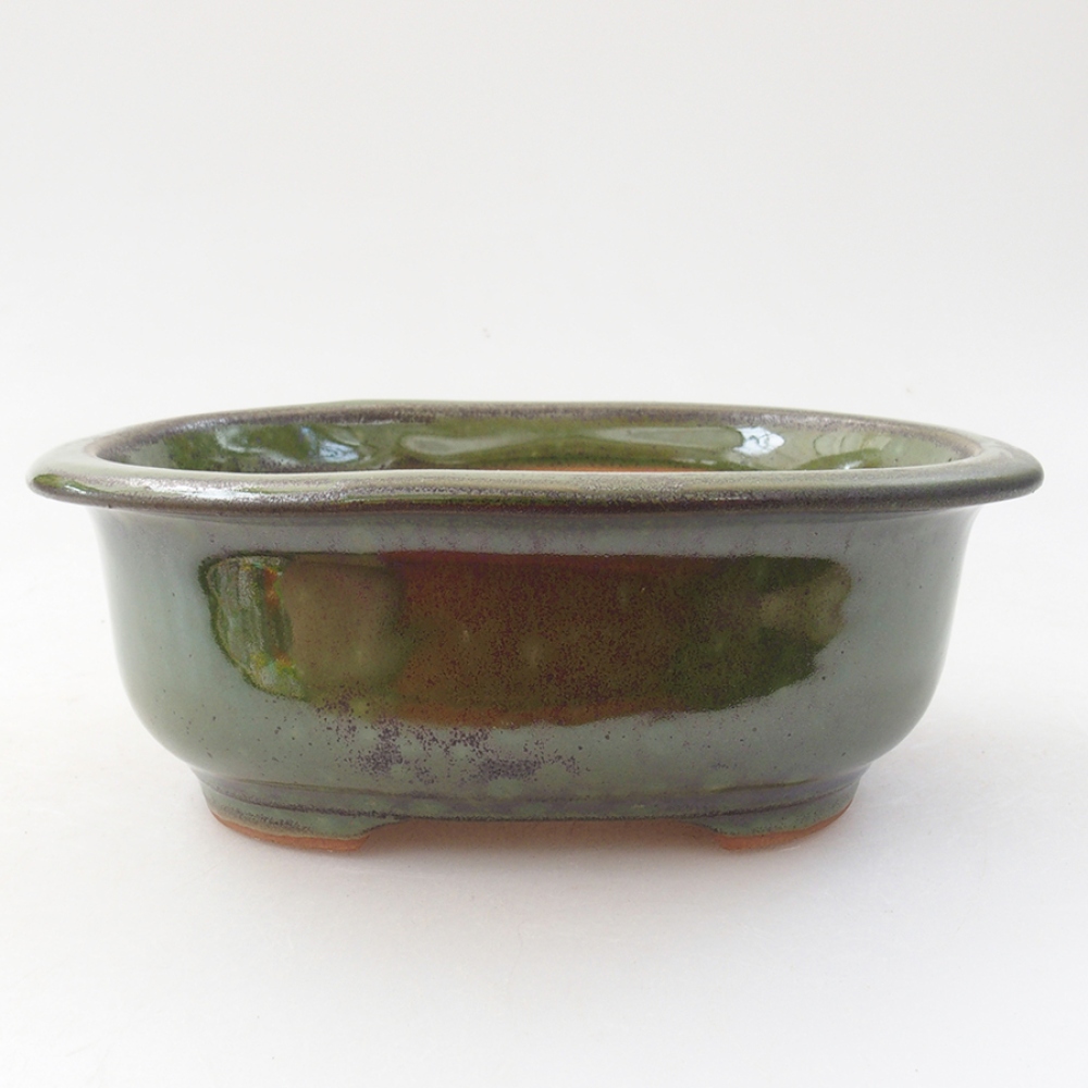 Keramická bonsai miska 15,5 x 12 x 5,5 cm, farba zelená