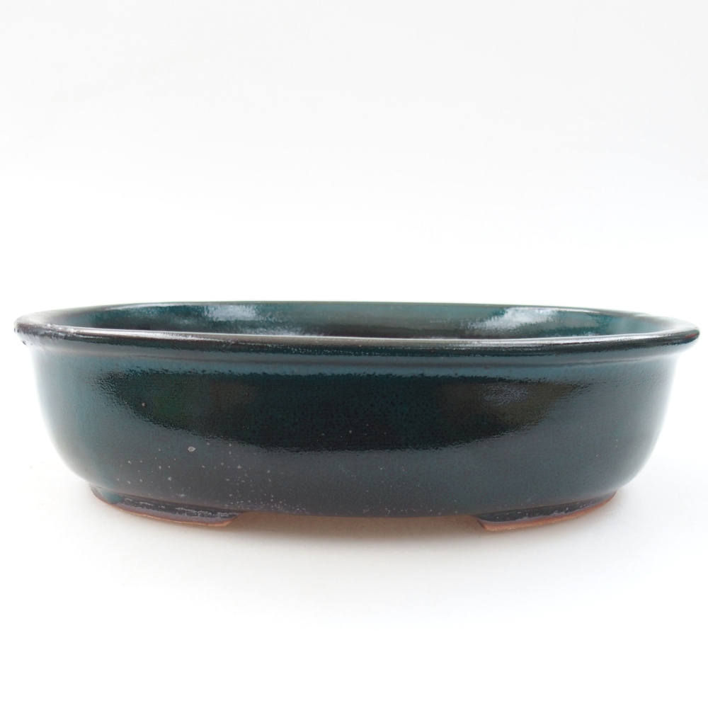 Keramická bonsai miska 19 x 14,5 x 4,5 cm, farba zelená