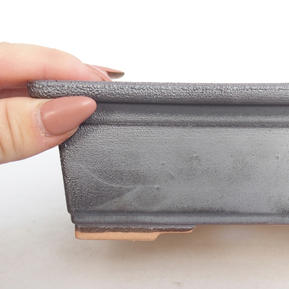 Keramická miska na bonsaje 16 x 12 x 6 cm, farba kovu