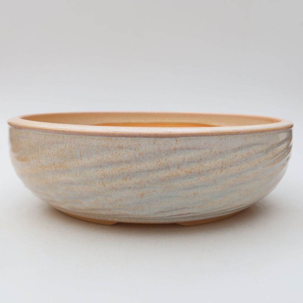 Keramická miska na bonsaje 25,5 x 25,5 x 7,5 cm, farba béžová