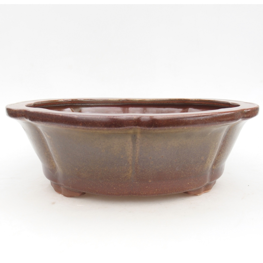 Keramická miska na bonsaje 26,5 x 26,5 x 8,5 cm, hnedá