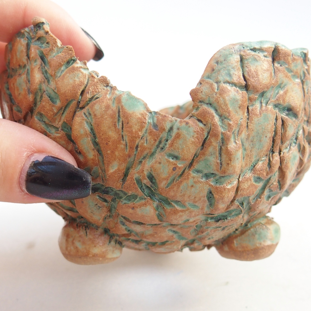 Keramická mušľa 10 x 9,5 x 6,5 cm , farba hnedo-zelená