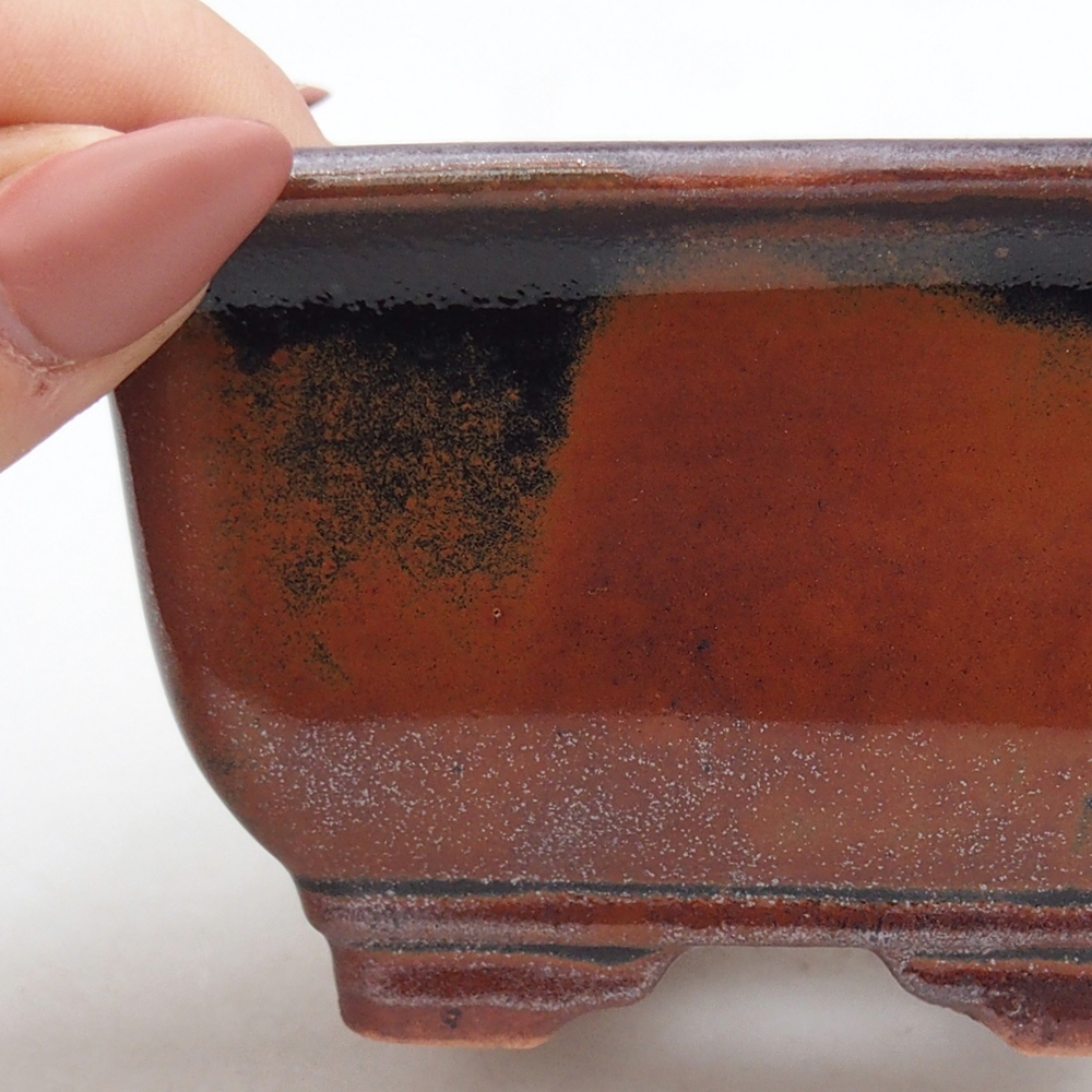 Keramická miska na bonsaje 10 x 10 x 6 cm, bordová