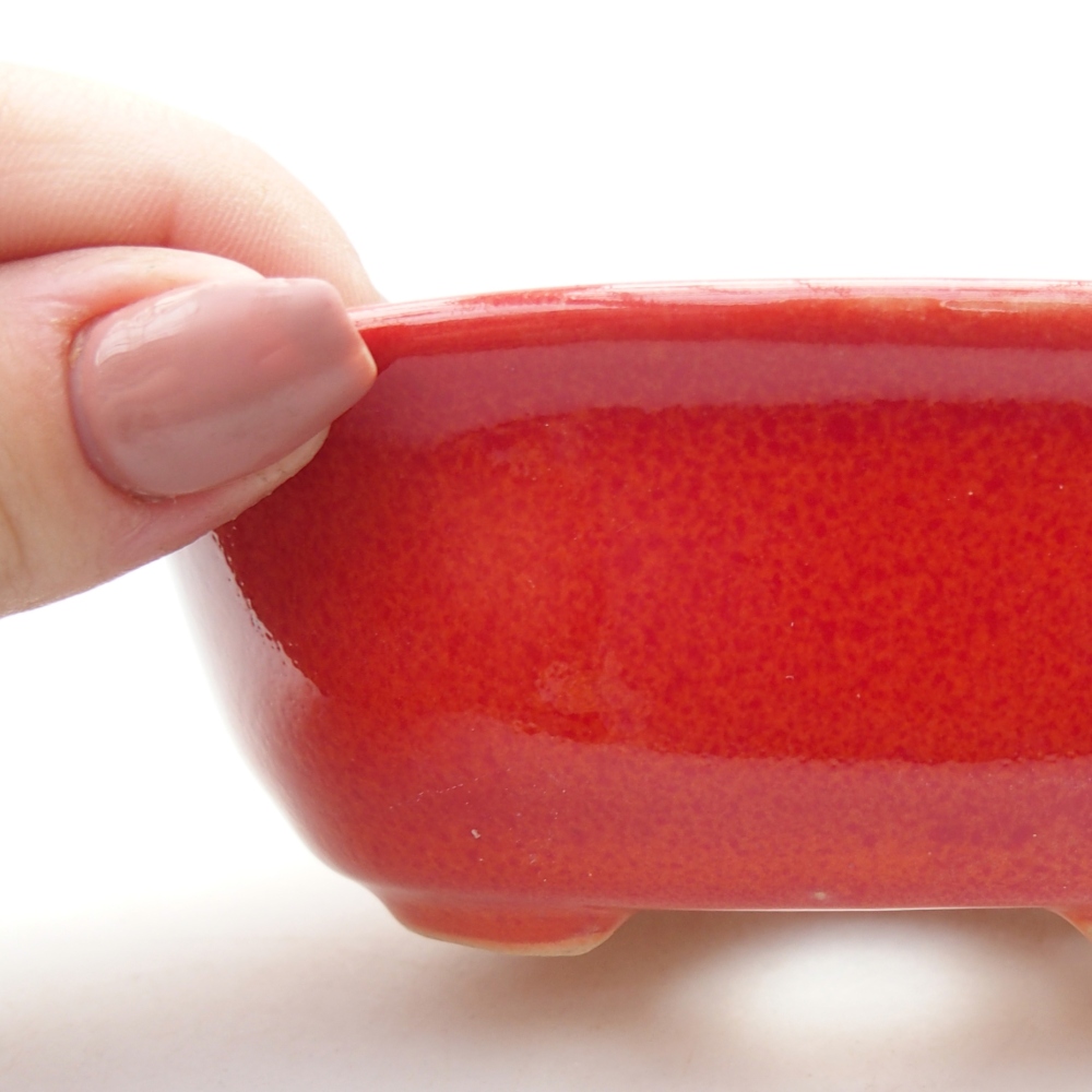 Keramická bonsajová miska 11 x 8,5 x 4 cm, farba červená