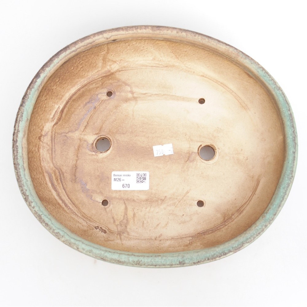 Keramická bonsajová miska 25 x 20 x 7,5 cm, zelená