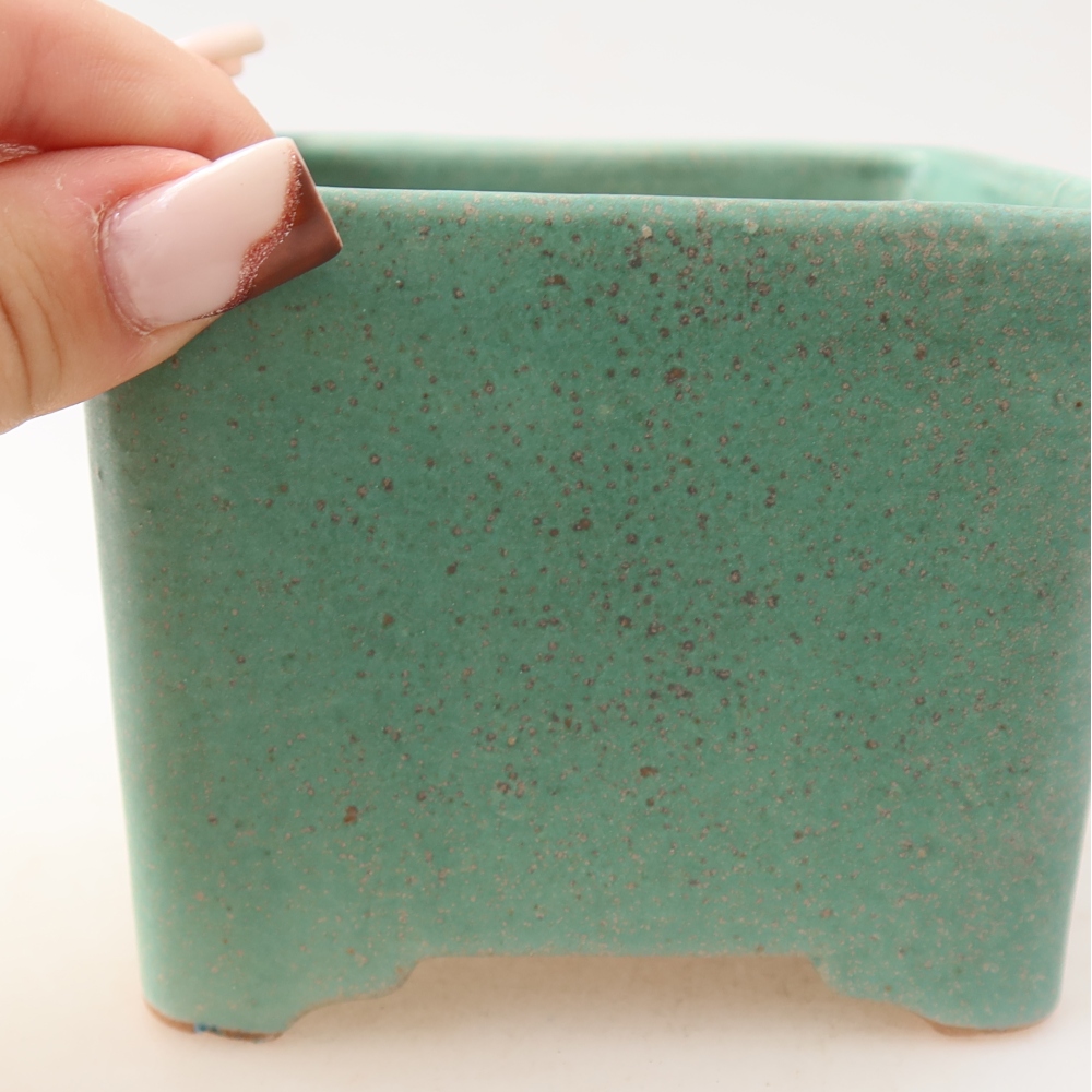 Keramická miska na bonsaje 10 x 10 x 8 cm, zelená