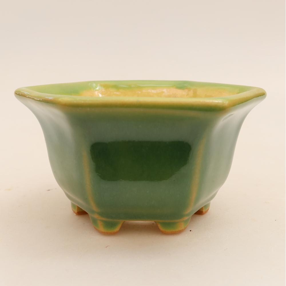 Keramická miska na bonsai 10,5 x 9,5 x 5,5 cm, farba zelená