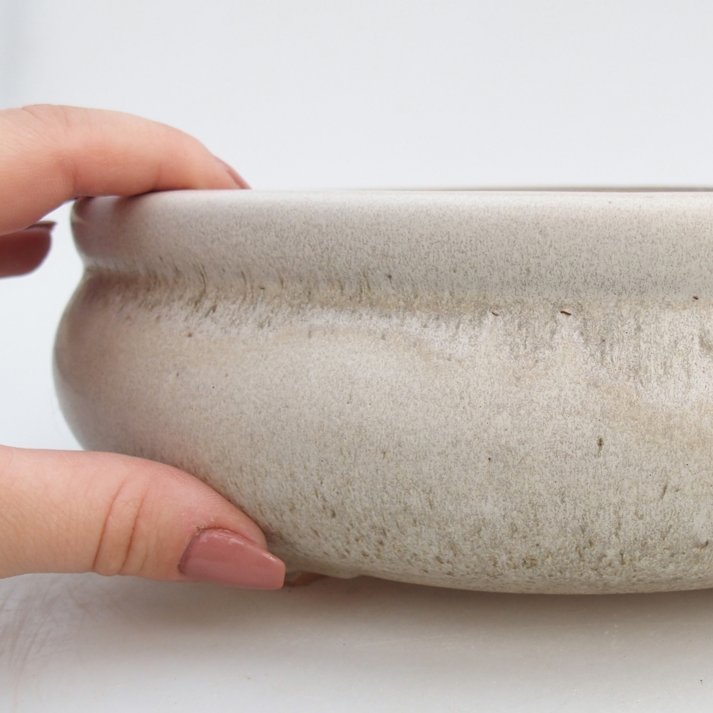 Keramická miska na bonsaje 23 x 23 x 8 cm, farba béžová