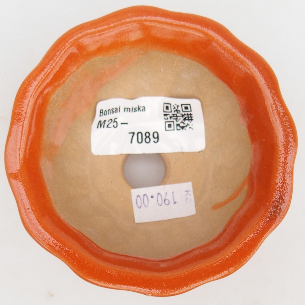 Keramická miska na bonsaje 8,5 x 8,5 x 4,5 cm, oranžová