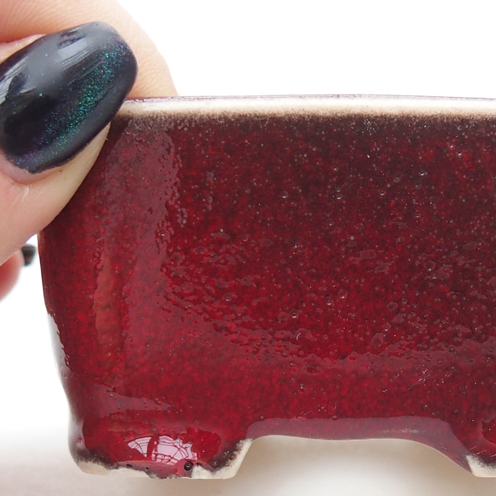 Mini bonsajová miska 7 x 7 x 4 cm, farba červená