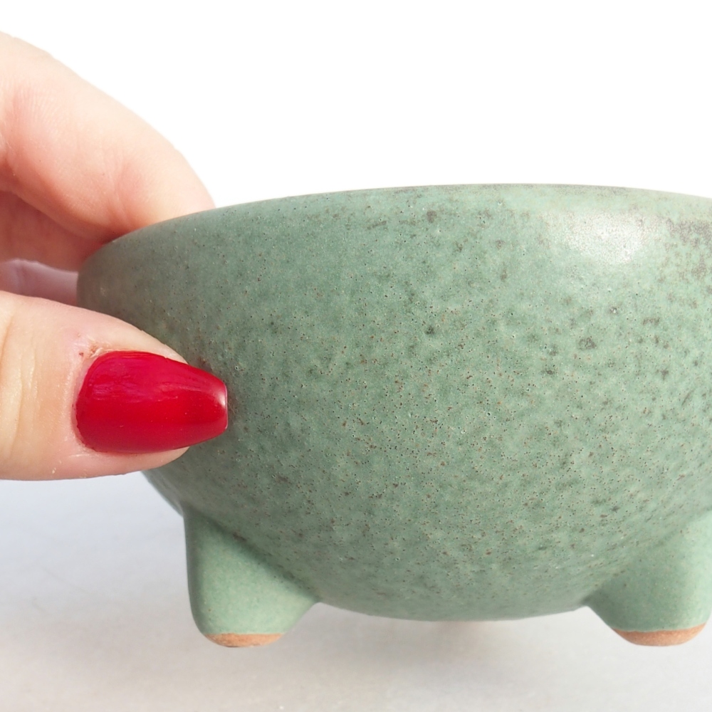 Keramická miska na bonsaje 10 x 10 x 5 cm, zelená