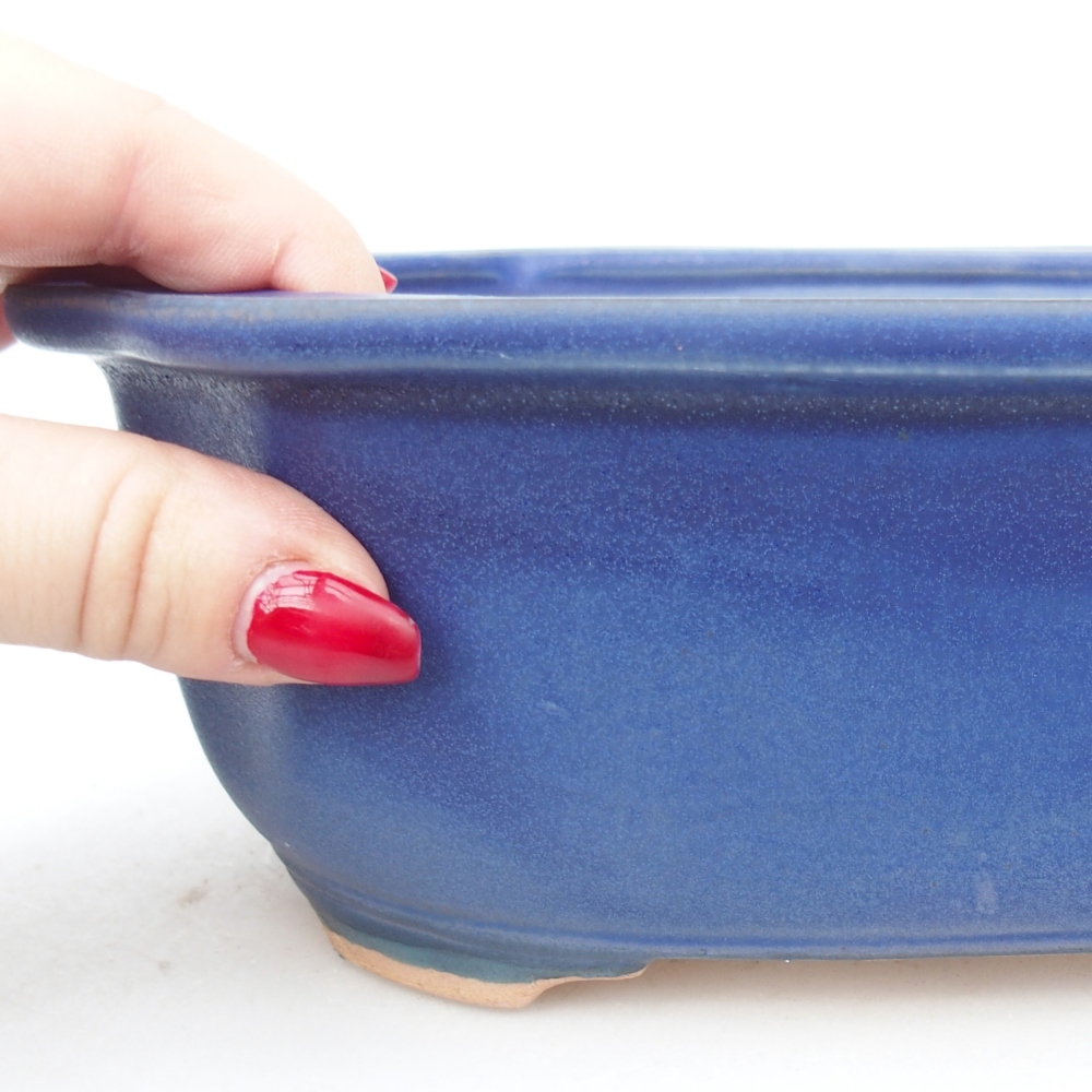 Keramická bonsajová miska 22 x 18 x 7,5 cm, farba modrá