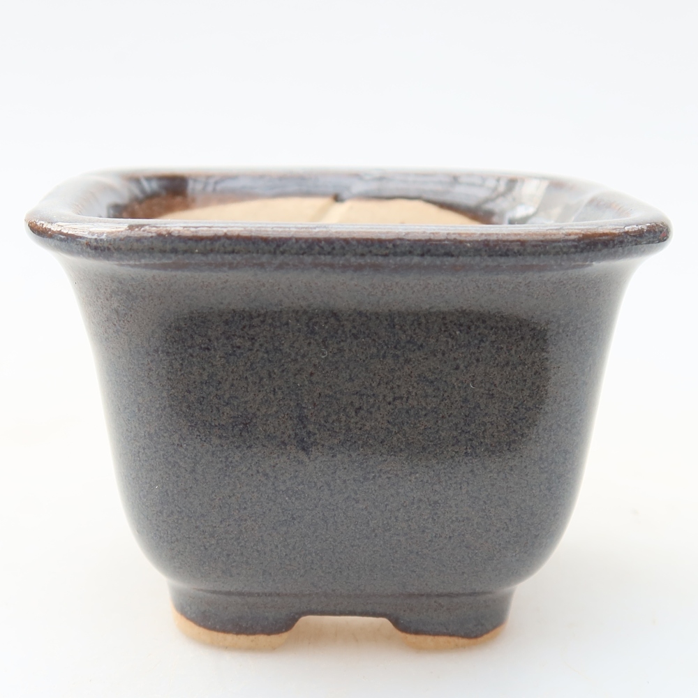 Keramická miska na bonsaje 6,5 x 6,5 x 5 cm, farba sivá