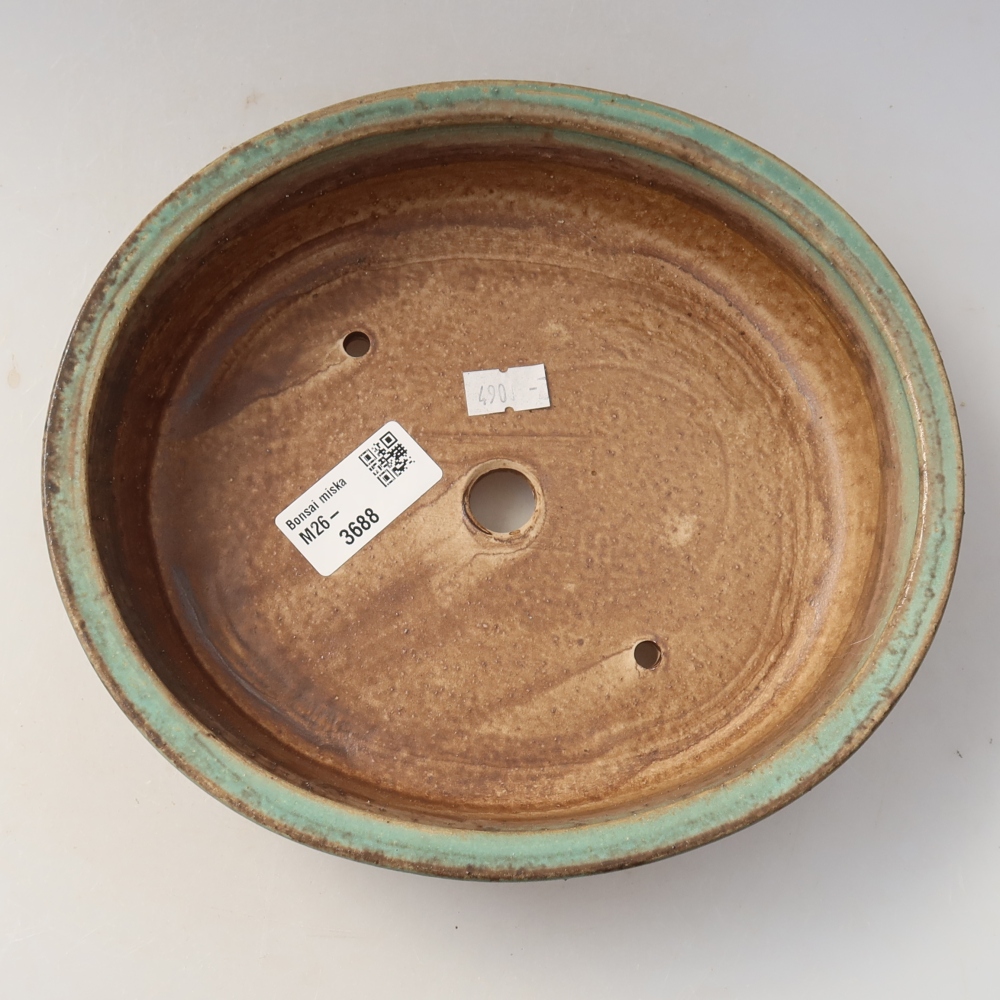 Keramická miska na bonsaje 21 x 19 x 5 cm, farba zelená
