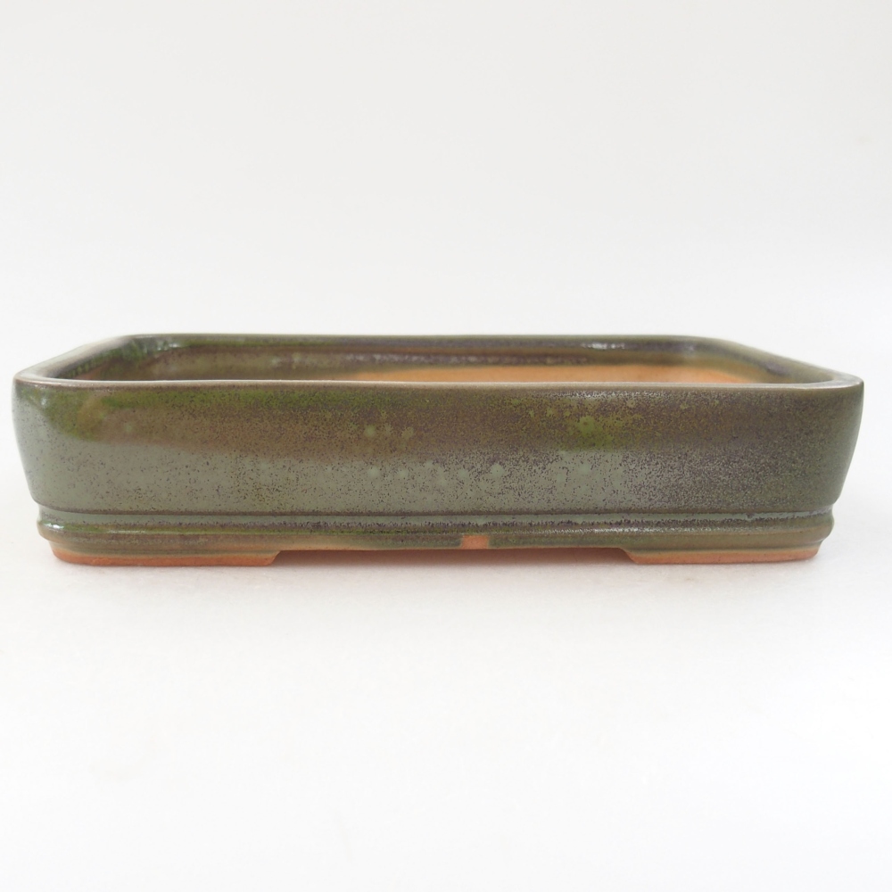 Keramická bonsai miska 18 x 13,5 x 4 cm, farba zelená