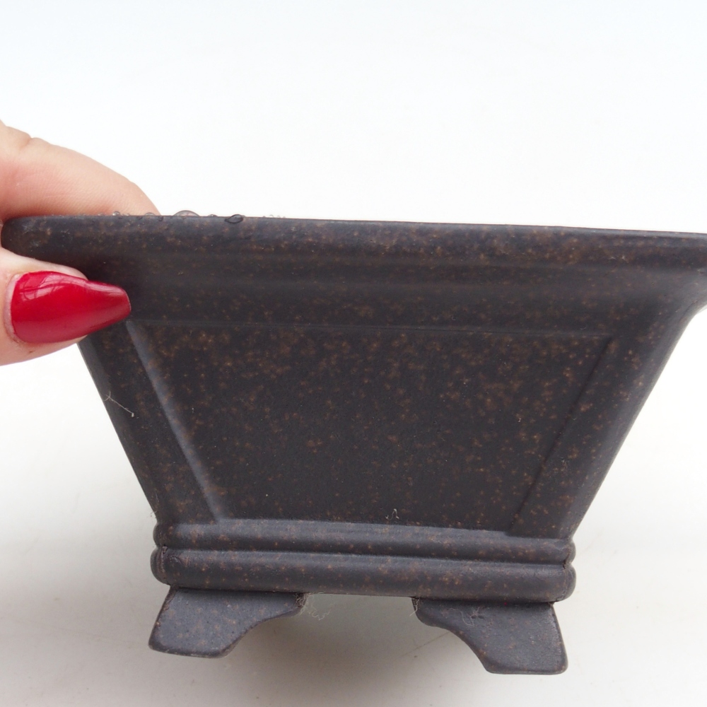 Keramická bonsajová miska 12 x 12 x 7 cm, farba hnedastá okrová