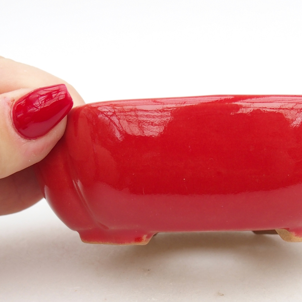 Keramická bonsajová miska 10,5 x 9 x 3,5 cm, farba červená