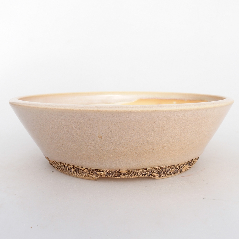 Keramická miska na bonsaje 20,5 x 20,5 x 6 cm, farba béžová