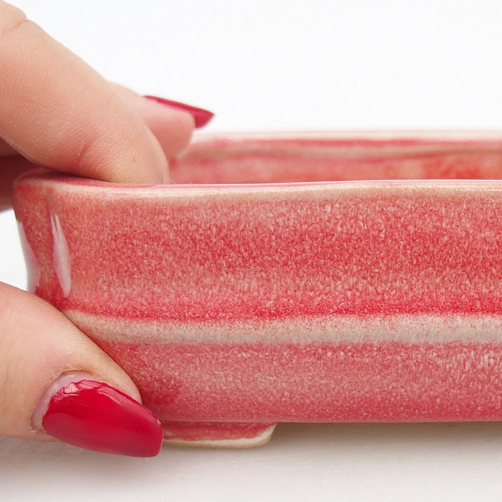 Keramická bonsajová miska 12 x 10,5 x 4 cm, farba červená