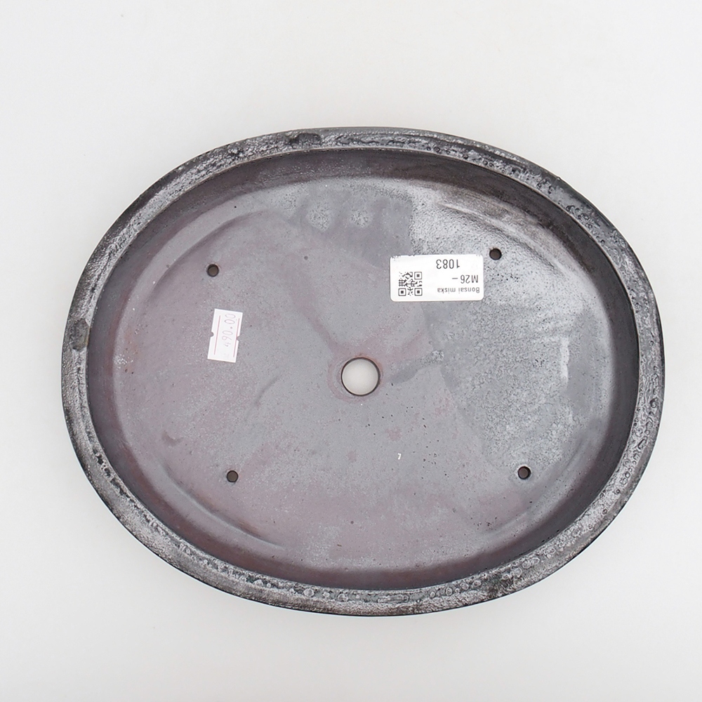 Keramická bonsajová miska 24 x 19,5 x 4 cm, farba čierno-zelená