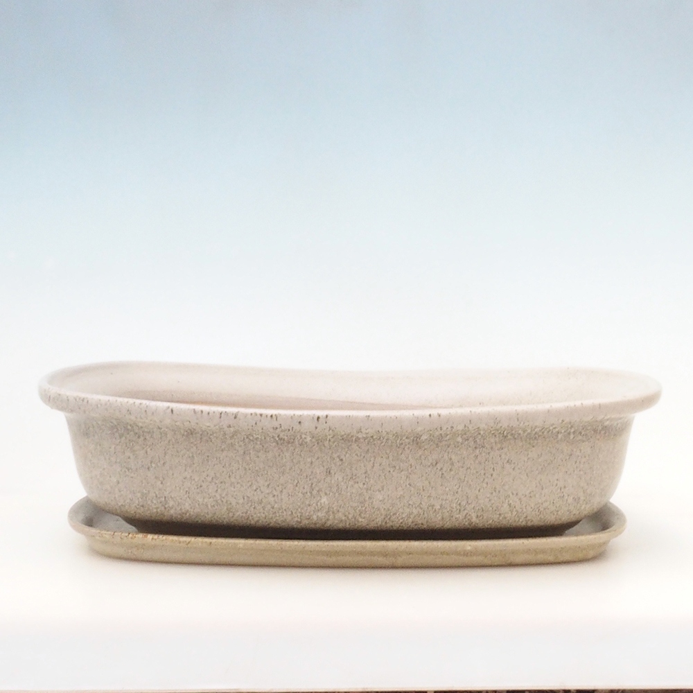 Bonsai miska + podmiska H10 – 37 x 28 x 9 cm. - béžová