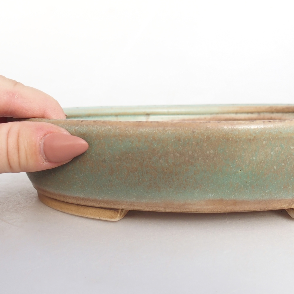 Keramická miska na bonsaje 21 x 19 x 4 cm, zelená