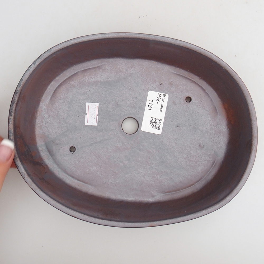 Keramická miska na bonsaje 21,5 x 17 x 5 cm, farba kovu