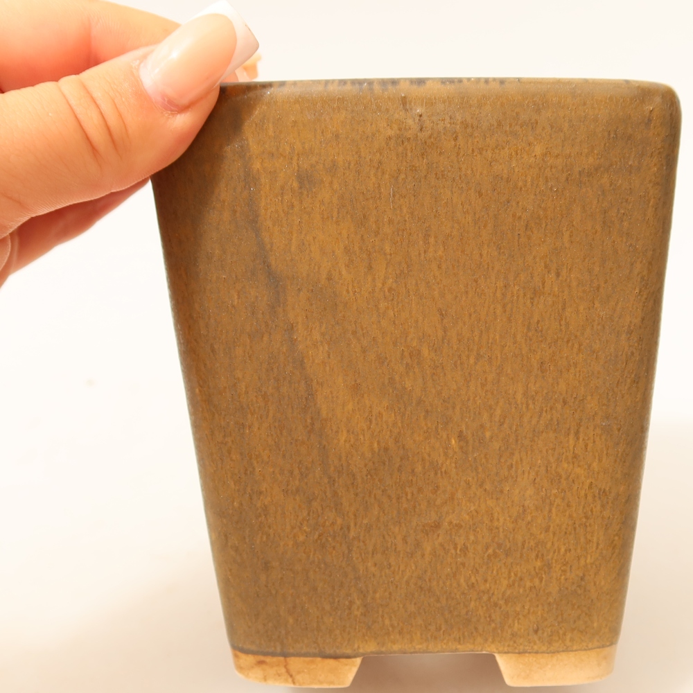 Keramická miska na bonsaje 10,5 x 10,5 x 12 cm, farba hnedá