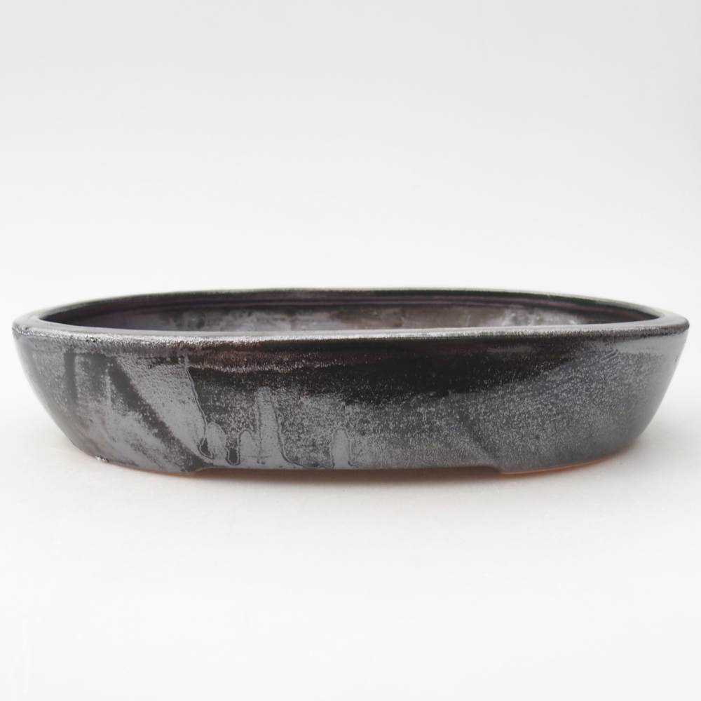 Keramická miska na bonsaje 22 x 17 x 5 cm, zelená metalíza