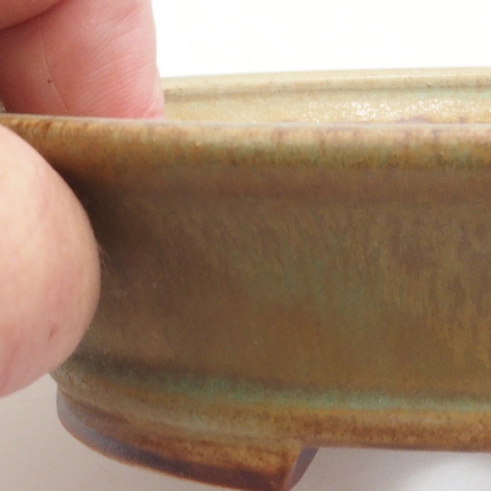 Keramická bonsai miska 13,,5 x 12 x 3,5 cm, farba zelená