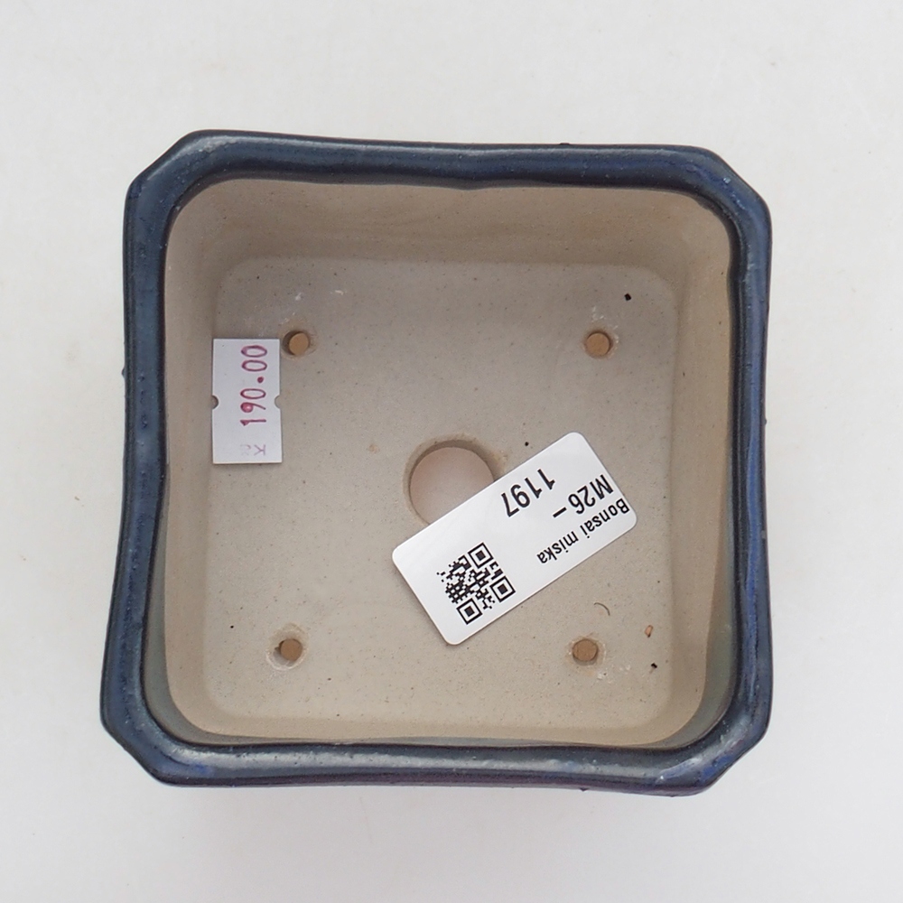Keramická miska na bonsaje 9 x 9 x 7 cm, farba modrá