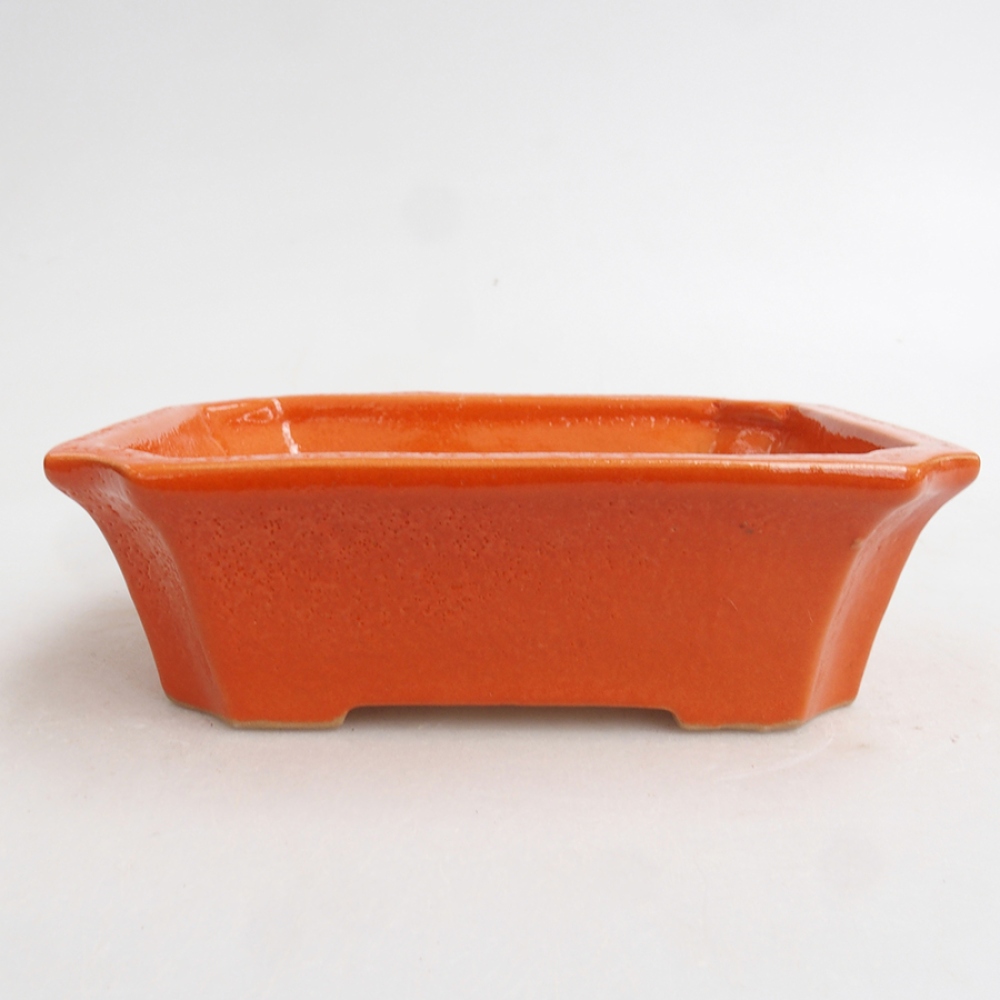 Keramická bonsai miska 13 x 10,5 x 4 cm, farba  oranžová