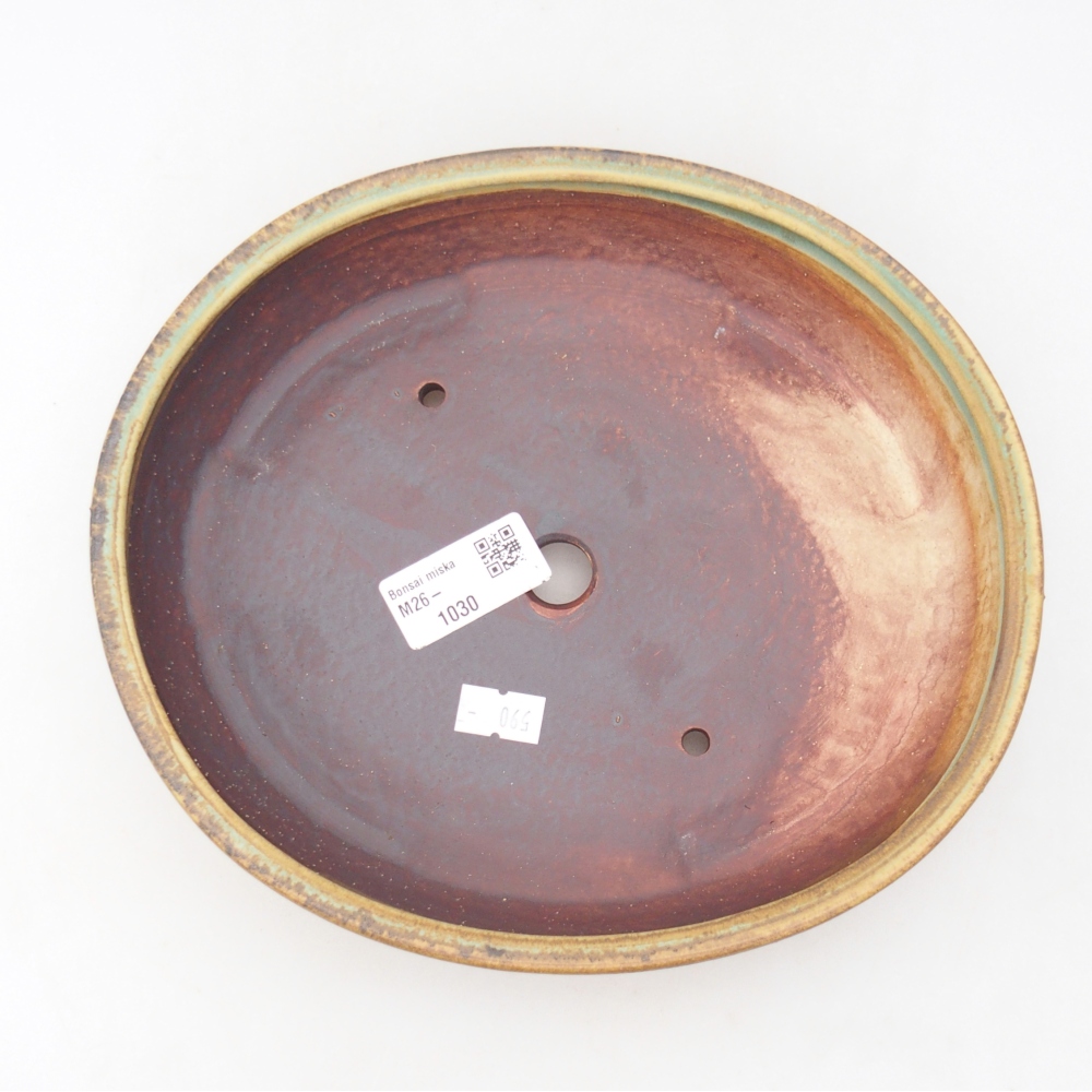 Keramická bonsajová miska 22,5 x 20 x 4,5 cm, zelená