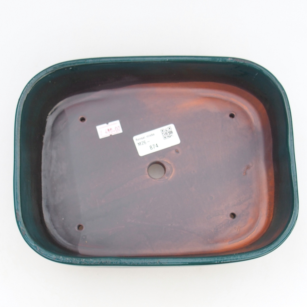 Keramická bonsajová miska 23 x 18 x 5,5 cm, zelená