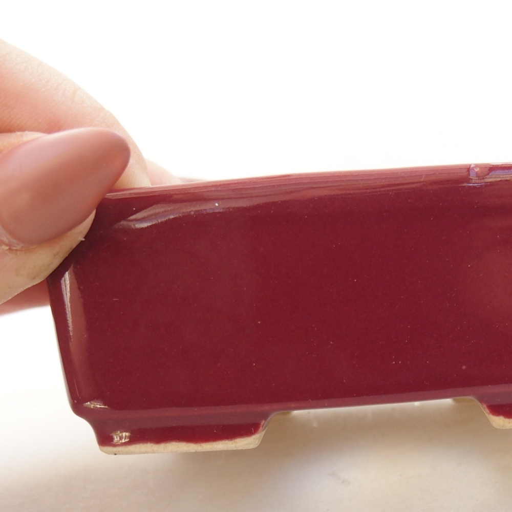 Keramická miska na bonsaje 8,5 x 7 x 3,5 cm, bordová