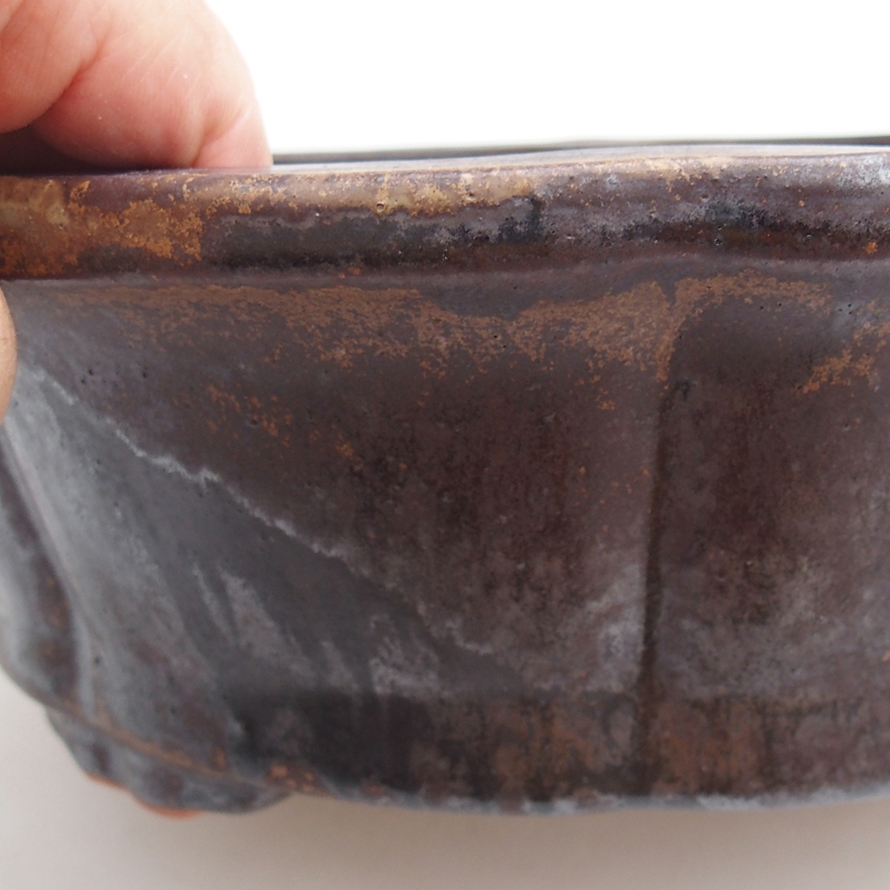 Keramická bonsajová miska 26 x 26 x 8 cm, farba kovu