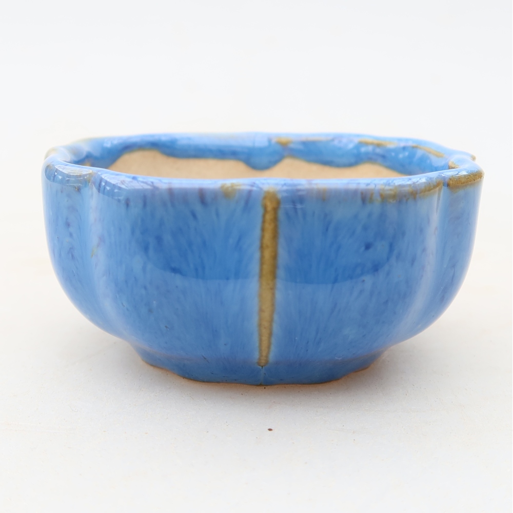 Keramická miska na bonsaje 6 x 6 x 3 cm, modrá farba