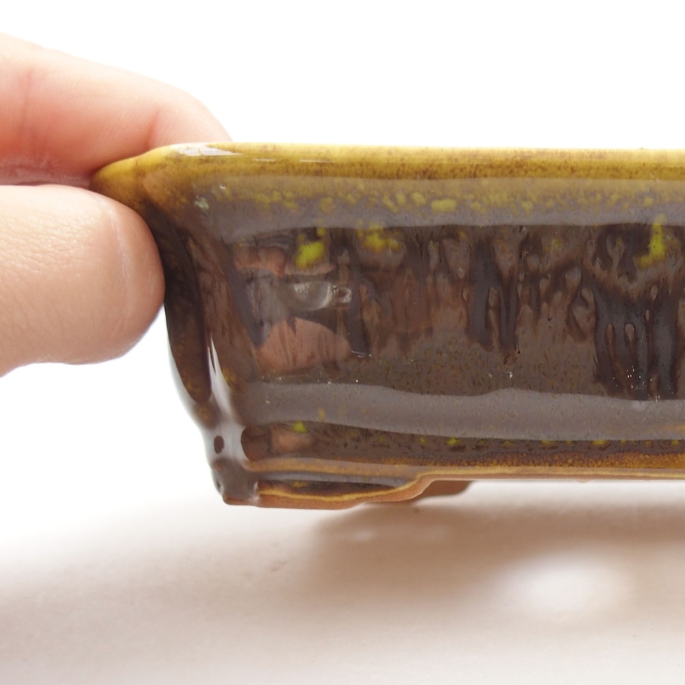 Keramická bonsai miska 13 x 10,5 x 4 cm, farba žltá